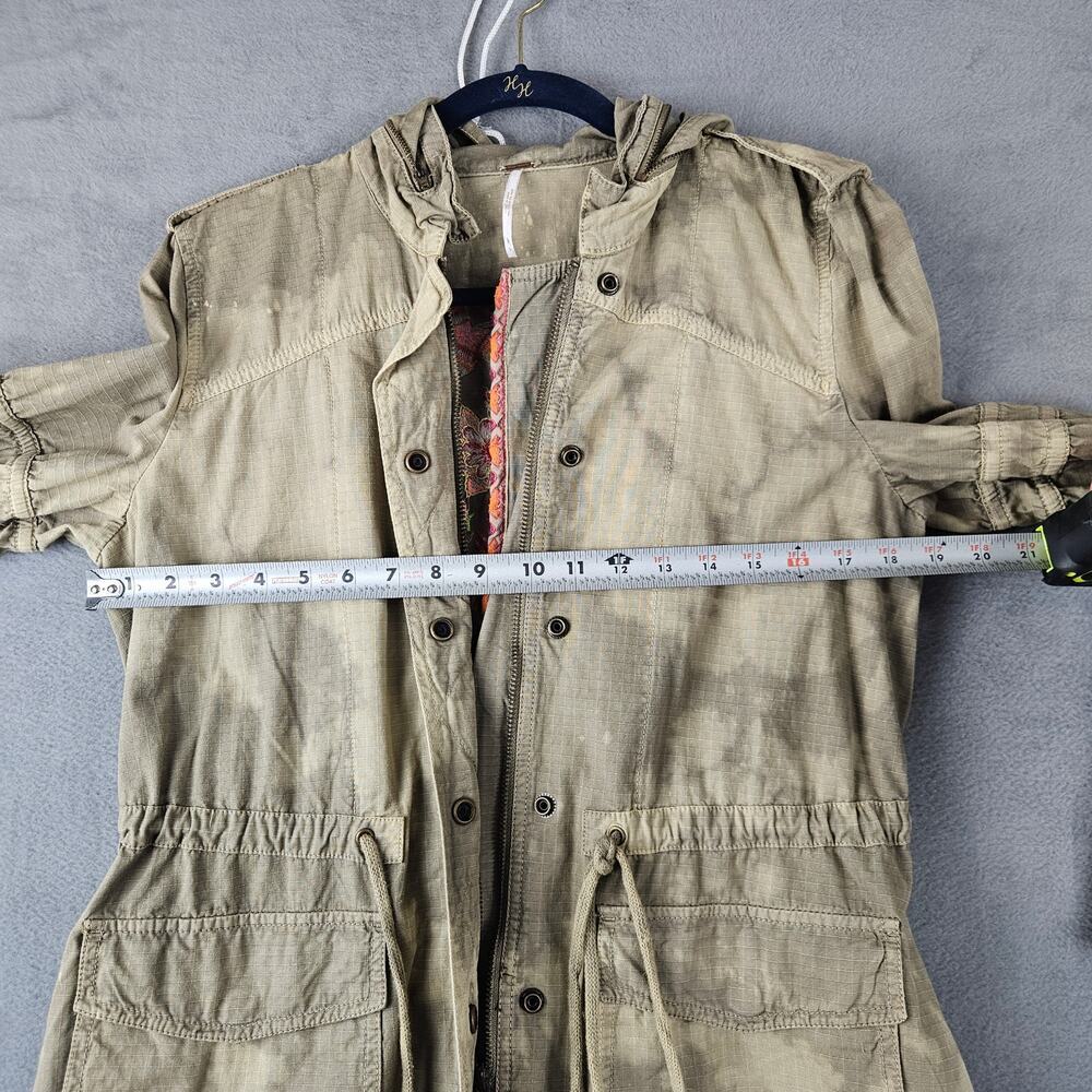 Free People Green Festival Embroidered  Anorak Jacket Utility Military Boho Sz 6 - Picture 5 of 9